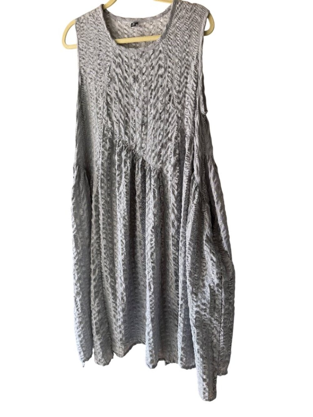 Dress to Kill Womens Seersucker Sleeveless Maxi Dress OS Gray Cotton Lagenlook - Picture 13 of 14